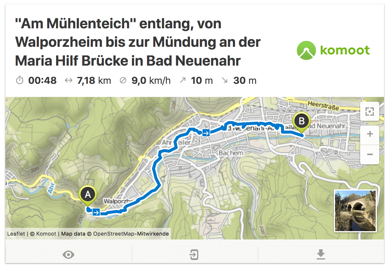 Am Mühlenteich entlang von Ahrweiler bis Bad Neuenahr mit Ahrtalwandern